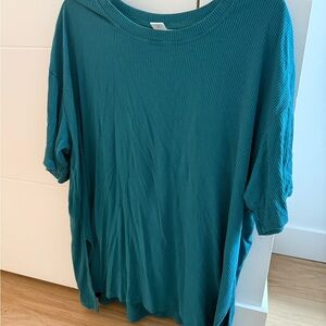 Dwelling Teal Ribbed Short Sleeve Tunic Top